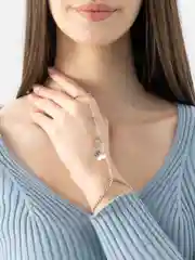 Серебряный браслет, кольцо с бабочками, цепочкой, 15+5 см