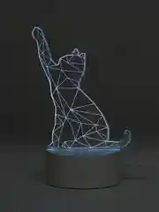 Серебряный светильник-ночник 3D, светодиодный, с пультом, цветной, RGB