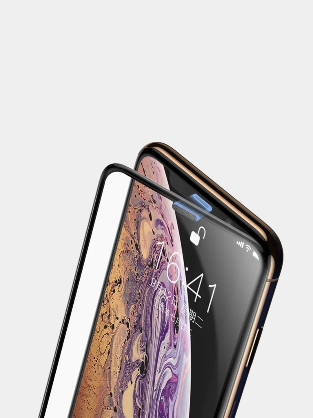 Черный противоударное стекло на iPhone 6 6s 7 8 Plus + защита динамика