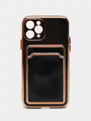 Черный чехол с карманом для карт iPhone 7 8 Plus XR X XS Max 11 Pro Max 12 13 mini айфон про макс