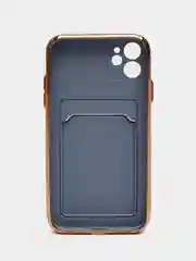 Синий меланж чехол с карманом для карт iPhone 7 8 Plus XR X XS Max 11 Pro Max 12 13 mini айфон про макс