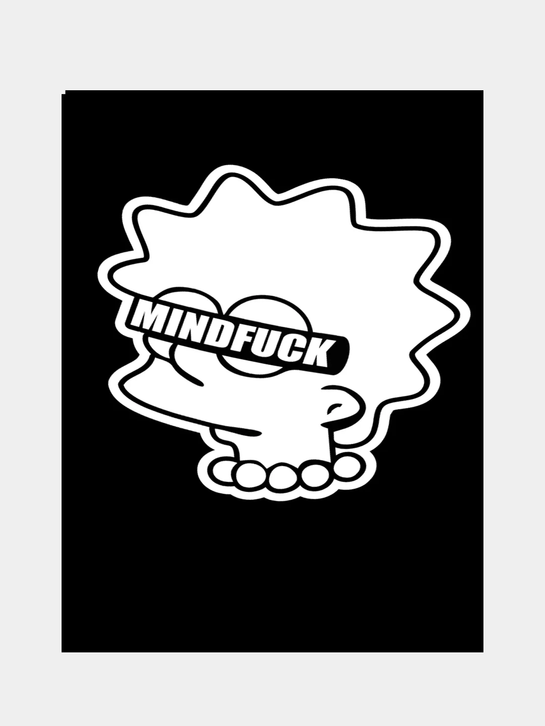 Белый mindfuck "К чёрту разум" Лиза Мари Симпсон - голографическая наклейка на ноутбук
