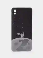 Серебряный силиконовый чехол на Xiaomi Redmi 9A / Сяоми Редми 9А прозрачный с рисунком, защита камеры