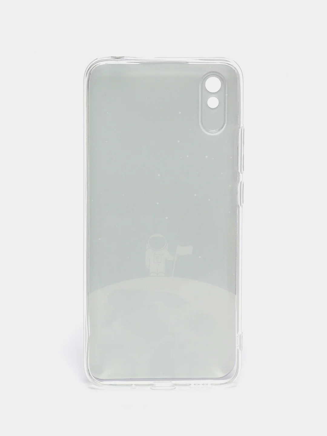 Серебряный силиконовый чехол на Xiaomi Redmi 9A / Сяоми Редми 9А прозрачный с рисунком, защита камеры
