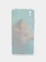 Светло-коричневый силиконовый чехол на Xiaomi Redmi 9A / Сяоми Редми 9А прозрачный с рисунком, защита камеры