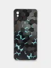Бирюзовый силиконовый чехол на Xiaomi Redmi 9A / Сяоми Редми 9А прозрачный с рисунком, защита камеры