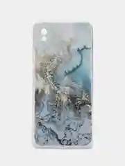 Голубой силиконовый чехол на Xiaomi Redmi 9A / Сяоми Редми 9А прозрачный с рисунком, защита камеры