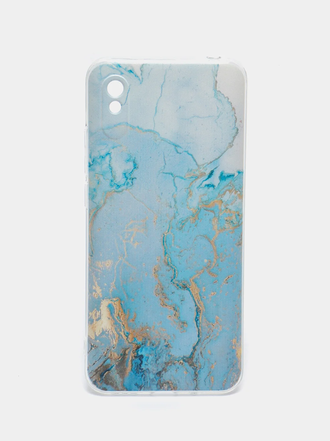 Светло-синий силиконовый чехол на Xiaomi Redmi 9A / Сяоми Редми 9А прозрачный с рисунком, защита камеры