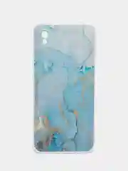 Светло-синий силиконовый чехол на Xiaomi Redmi 9A / Сяоми Редми 9А прозрачный с рисунком, защита камеры
