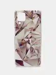 Серый металлик чехол на Samsung Galaxy A12/M12 / Самсунг А12/М12 прозрачный, с рисунком, защита камеры