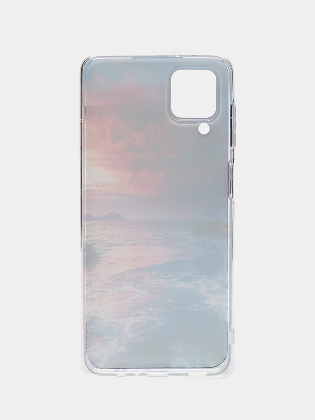 Фиолетовый чехол на Samsung Galaxy A12/M12 / Самсунг А12/М12 прозрачный, с рисунком, защита камеры
