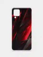 Красный чехол на Samsung Galaxy A12/M12 / Самсунг А12/М12 прозрачный, с рисунком, защита камеры