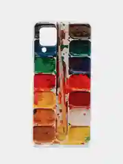 Бордовый чехол на Samsung Galaxy A12/M12 / Самсунг А12/М12 прозрачный, с рисунком, защита камеры