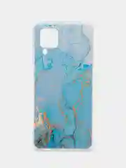 Светло-синий чехол на Samsung Galaxy A12/M12 / Самсунг А12/М12 прозрачный, с рисунком, защита камеры