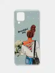 Тёмно-серый чехол на Samsung Galaxy A12/M12 / Самсунг А12/М12 прозрачный, с рисунком, защита камеры