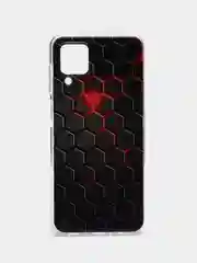 Тёмно-бордовый чехол на Samsung Galaxy A12/M12 / Самсунг А12/М12 прозрачный, с рисунком, защита камеры