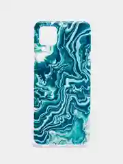 Тёмно-бирюзовый чехол на Samsung Galaxy A12/M12 / Самсунг А12/М12 прозрачный, с рисунком, защита камеры