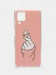 Пастельно-коралловый чехол на Samsung Galaxy A12/M12 / Самсунг А12/М12 прозрачный, с рисунком, защита камеры