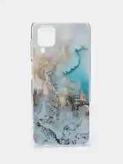 Голубой чехол на Samsung Galaxy A12/M12 / Самсунг А12/М12 прозрачный, с рисунком, защита камеры