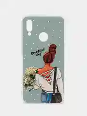 Тёмно-серый чехол на Honor 10 Lite/Huawei P Smart 2019 / Хонор 10 Лайт прозрачный, с рисунком