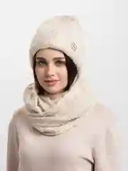 Бежевый комплект шапка+снуд Аэлита