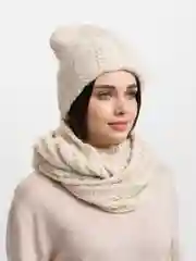 Бежевый комплект шапка+снуд Аэлита