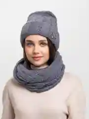 Тёмно-серый комплект шапка+снуд Аэлита