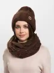Коричневый комплект шапка+снуд Аэлита