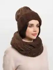 Коричневый комплект шапка+снуд Аэлита
