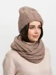 Бежевый меланж комплект шапка+снуд Аэлита
