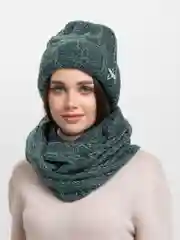 Зеленый комплект шапка+снуд Аэлита