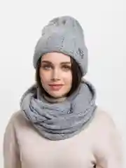 Серый комплект шапка+снуд Аэлита
