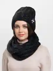 Черный комплект шапка+снуд Аэлита