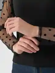 Черный лонгслив женский, сетка