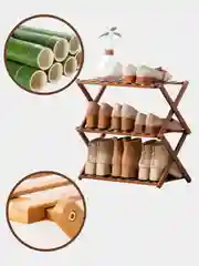 Алый полка для обуви складная, натуральные материалы