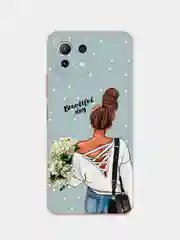 Тёмно-серый силиконовый чехол на Xiaomi Mi 11 Lite/5G NE / Сяоми Ми 11 Лайт прозрачный, с рисунком
