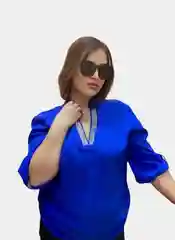 Синий блузка, блузка ткань креп-шифон