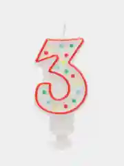 Свеча-цифра для торта "3" ДВУСТОРОННЯЯ с конфетти, 8,5 см, ЗОЛОТАЯ СКАЗКА, держатель