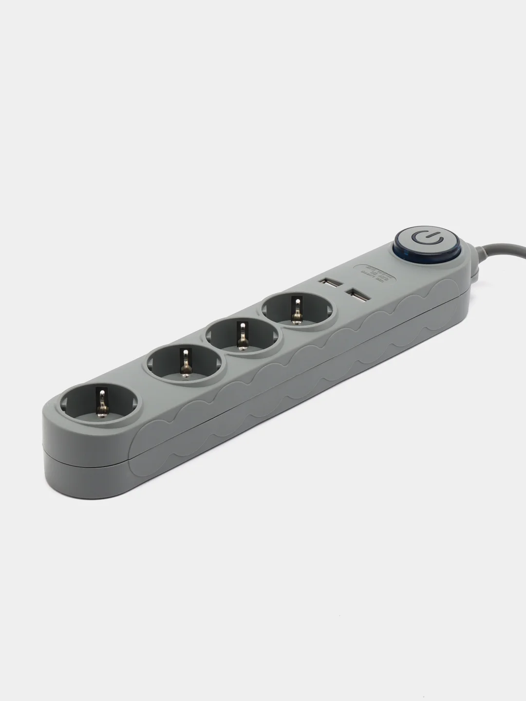 Сетевой фильтр SONNEN, 4 розетки, 2 USB-порта, заземление, 10А, длина 1,5м, графит, 513493