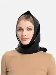 Черный косынка кожаная двусторонняя, платок женский из экокожи