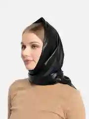 Черный косынка кожаная двусторонняя, платок женский из экокожи