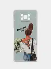 Тёмно-серый силиконовый чехол на Xiaomi Poco X3/X3 Pro / Сяоми Poco X3/Х3 Про прозрачный, с рисунком