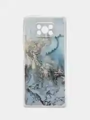 Голубой силиконовый чехол на Xiaomi Poco X3/X3 Pro / Сяоми Poco X3/Х3 Про прозрачный, с рисунком