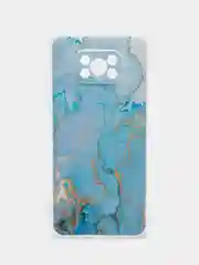 Светло-синий силиконовый чехол на Xiaomi Poco X3/X3 Pro / Сяоми Poco X3/Х3 Про прозрачный, с рисунком