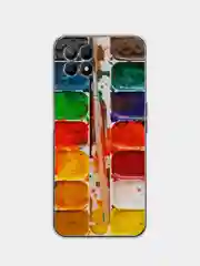 Бордовый силиконовый чехол на Realme 8i / Реалми 8i прозрачный, с рисунком, защита камеры