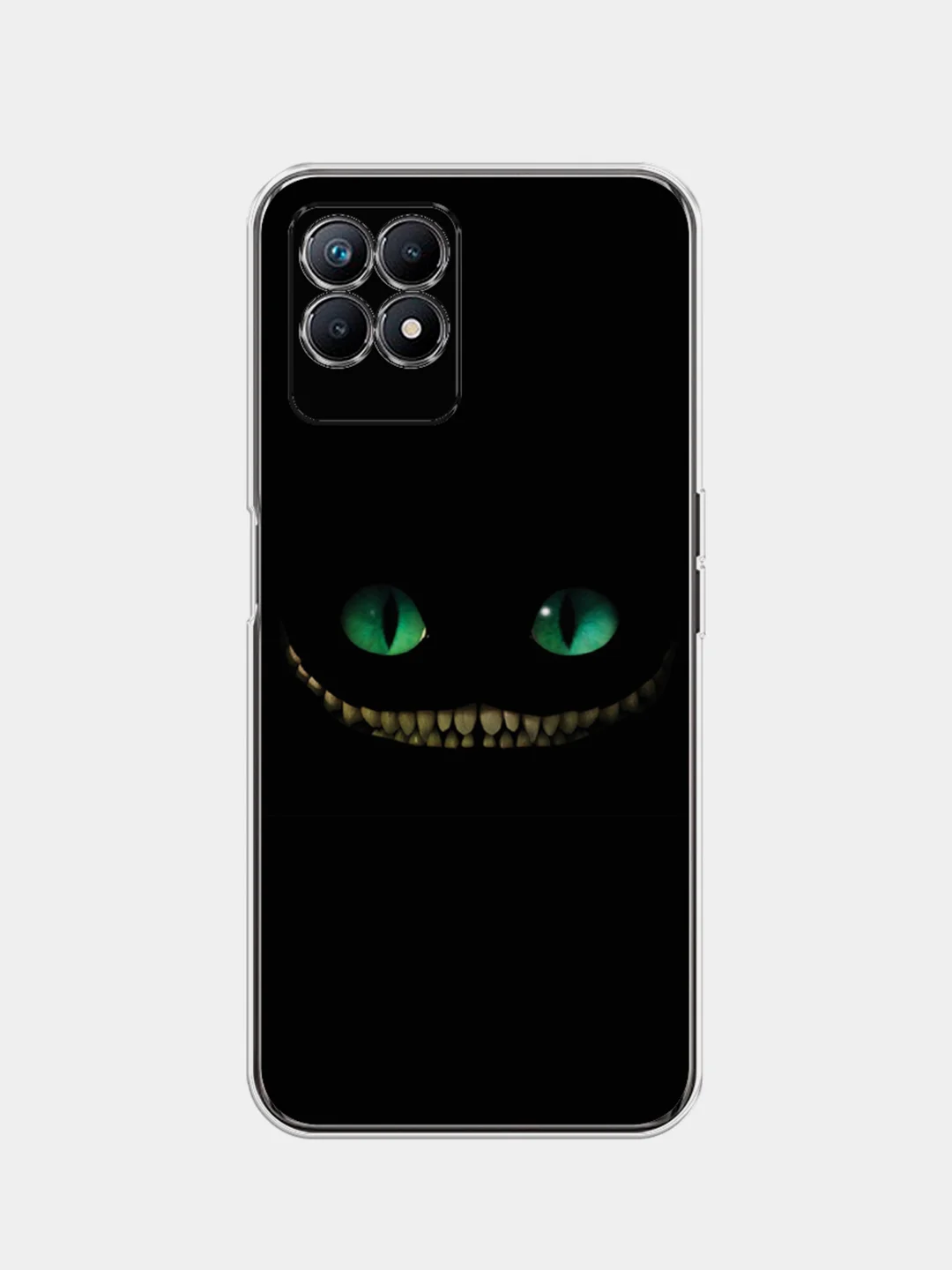 Черный силиконовый чехол на Realme 8i / Реалми 8i прозрачный, с рисунком, защита камеры