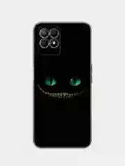 Черный силиконовый чехол на Realme 8i / Реалми 8i прозрачный, с рисунком, защита камеры