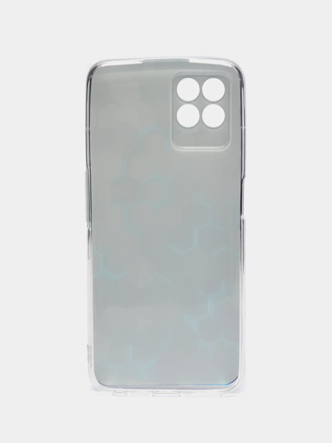 Бирюзовый силиконовый чехол на Realme 8i / Реалми 8i прозрачный, с рисунком, защита камеры