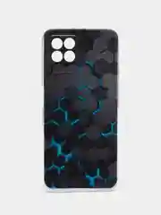 Бирюзовый силиконовый чехол на Realme 8i / Реалми 8i прозрачный, с рисунком, защита камеры