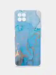 Светло-синий силиконовый чехол на Realme 8i / Реалми 8i прозрачный, с рисунком, защита камеры